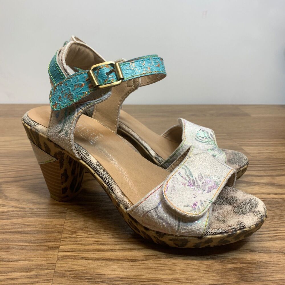 L'Artiste by Spring Step Womens Wildcat Quarter Strap Heel  Sandal -‎ Ice, 37